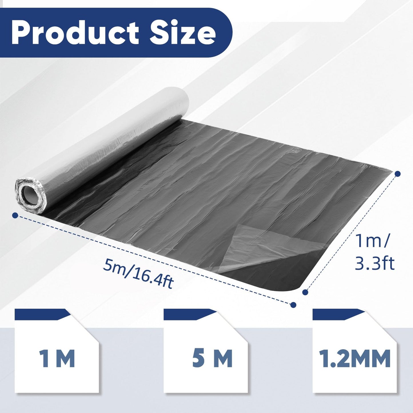 foriy Waterproofing Membrane 39.6in x 196.9in Self-Adhesive Roofing Felt, Bitumen Waterproof Repair Tape Roof Underlayment Protector Roll Patch Seal Tape Roof Cladding for Roof Leak (3.3x16.4ft)
