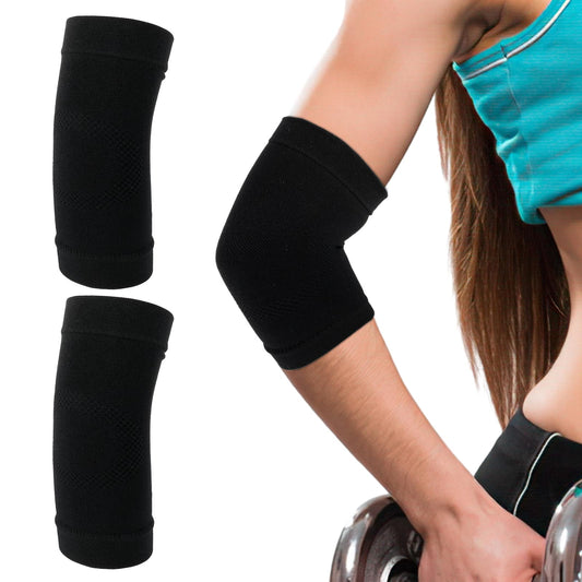 Ptwola Elbow Compression Sleeve Nylon Comfort Tennis Elbow Support Brace Breathable Fitness Sports Arm Joint Protection for Women Men Workouts Tendonitis Tennis Volleyball Golf (Black)