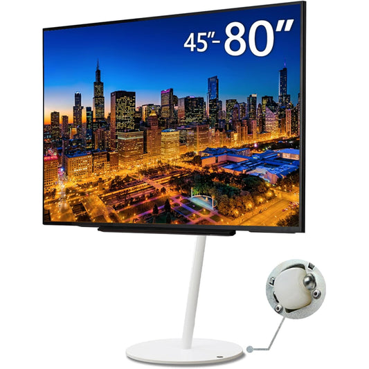WALL Seven Stand A2 Large Type | Minimalist Rolling TV Stand for 45–80 Inch | Satin White | Portable, Space Saving, Height Adjustable | for Living Room and Bedroom | Japan-Engineered Design