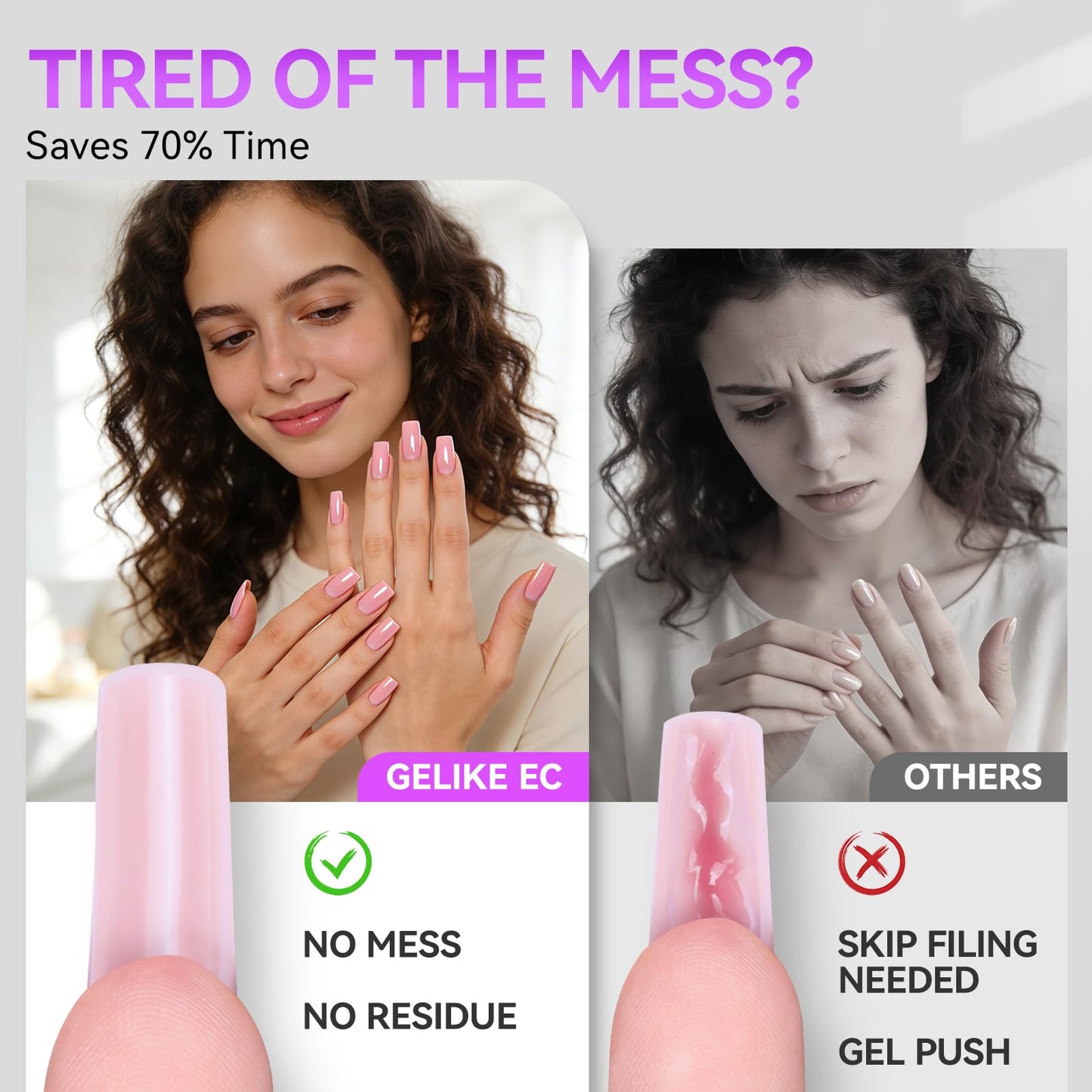 Gelike EC Sandwich Dual Forms for Polygel: Reusable Square Dual Form for Builder Gel & Acrylic Nails - 240pcs 15 Size with Guidelines to Create Short/Medium/Long Styles - C-Curve with Straight Sides