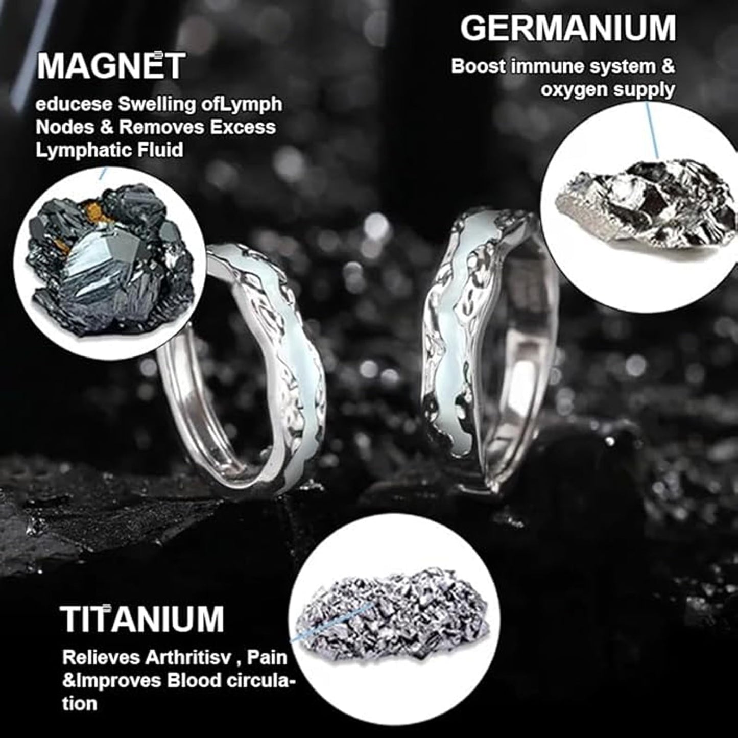 DIOWUS Lymphatic Magtherapy Luminous Ring For Men Women, Titanium Ion Therapy Acupuncture Unclog Bloodstream Lymph Nodes Light Up Hope Adjustable Finger Ring Jewelry Gift For Couple (for Women+Men)