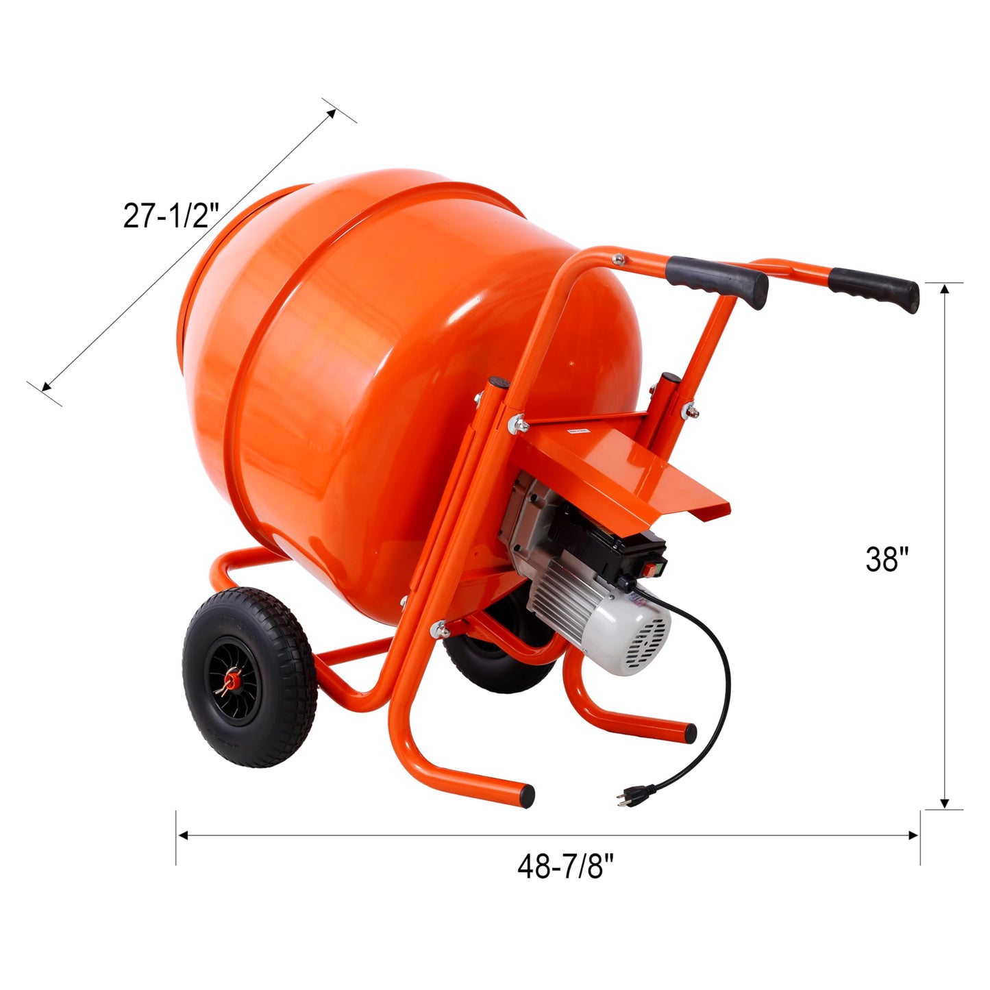 8 Cu. Ft. Electric Cement Mixer, Wheel Barrow Portable Concrete Mixer Machine, Horizontal Cement Mixing Tools for Stucco, 224L 115V-60HZ