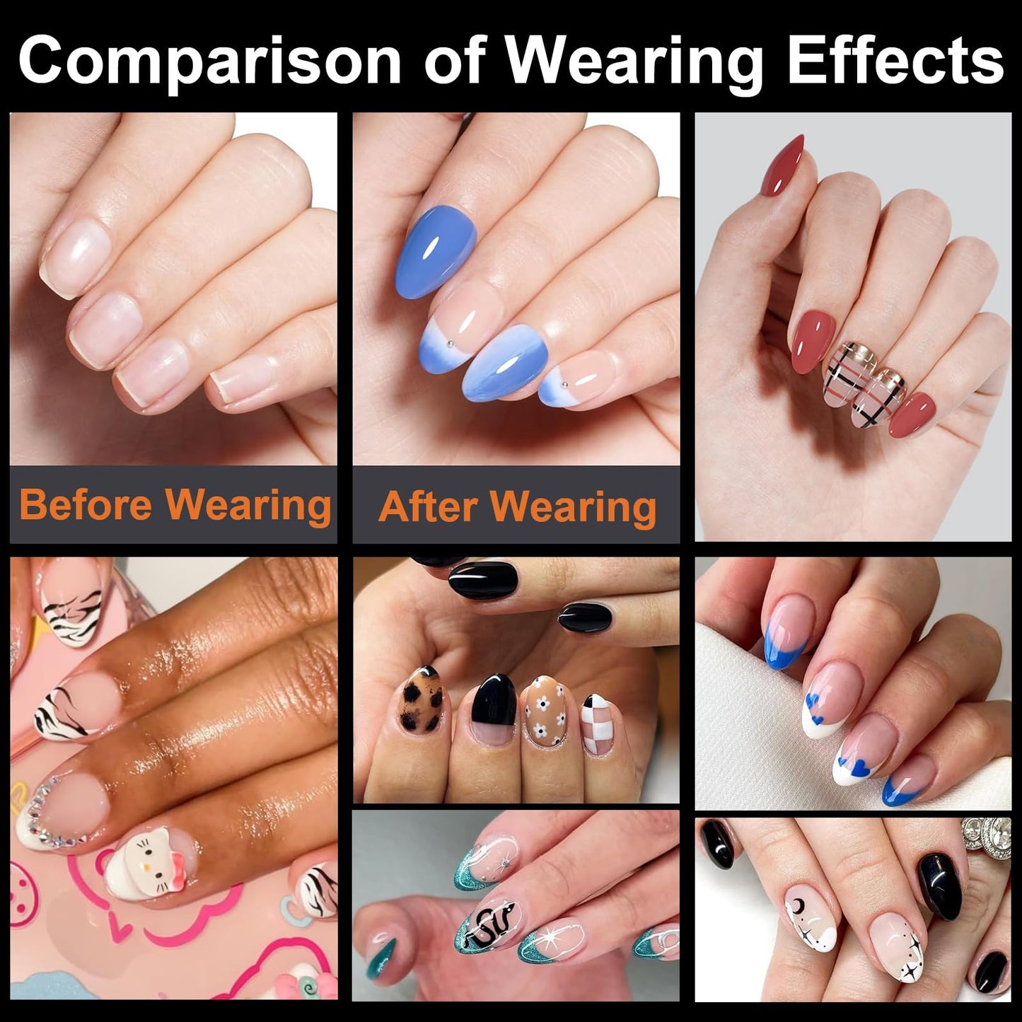 Extra Long & Extra Short Soft Gel Nail Tips Kit, Nail Extenstion Manicure Home Salon DIY Pre-shaped Clear Almond Square Stiletto Press On Nails, BlueZOO