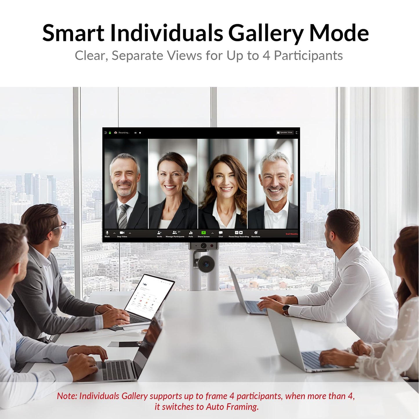 4K Conference Room Camera System, AI Auto-Tracking PTZ Camera 15x Zoom(3x Optical) with Bluetooth Speakerphone Set, 120° Wide-Angle, 16-Foot Mic Pickup, for Zoom YouTube Teams OBS and More
