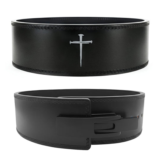Christian Lever Weight Lifting Belt with Cross- 10mm Thick Leather Weightlifting Belt for Men & Women- Faith Lever Weight Belt for Men- Powerlifting Lever Gym Belt for Squat Deadlift Workout