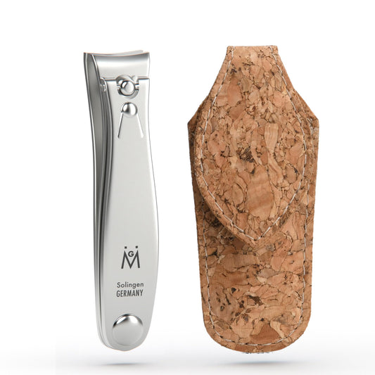 GERMANIKURE Professional Nail Clipper - FINOX Surgical Stainless Steel Manicure and Pedicure Tools in Cork Case- Ethically Made in Solingen Germany - Travel Size Nail Care