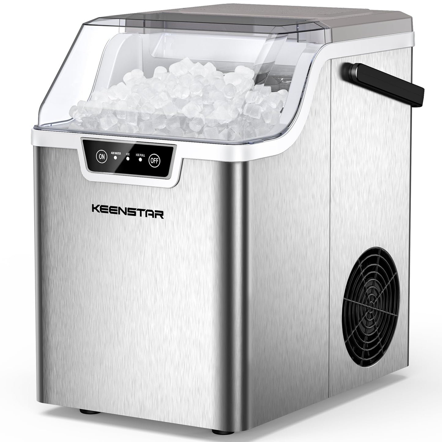 Nugget Countertop Ice Maker with Soft Chewable Ice 40Lbs, Pebble Sonic Ice Machine with Basket and Scoop, Ready in 5 Mins, 40Lbs/24H, Auto Self-Cleaning, for Home, Kitchen, Office, Party, Camping