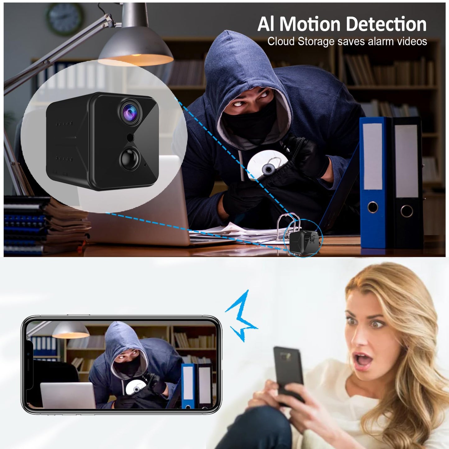 Hidden Camera, 4K Spy Cam with AI Motion Detection, Real-Time Recording, Night Vision, Cloud & SD Storage – Mini Nanny Cam for Baby, Pet & Elderly Monitoring