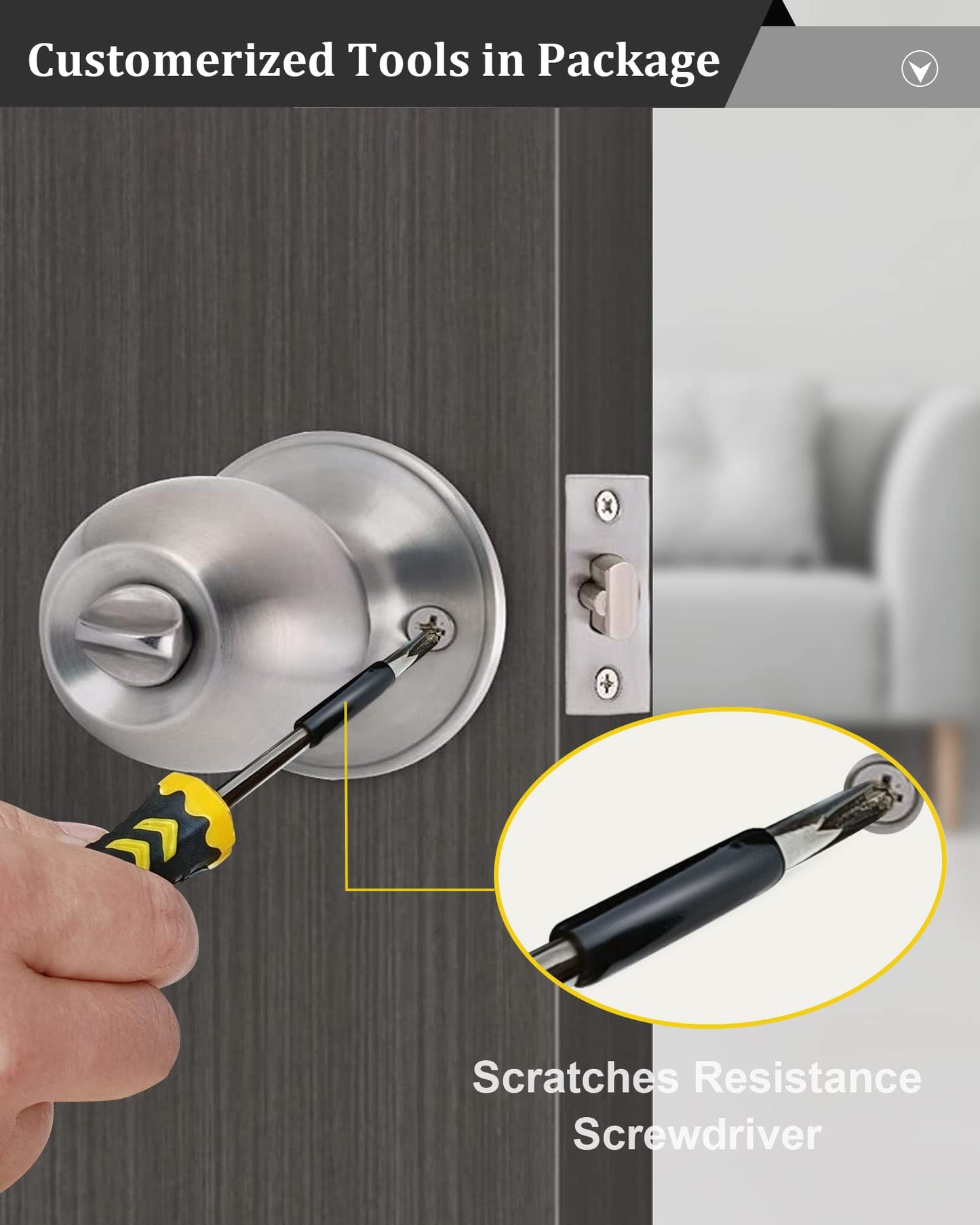 Lanwandeng (4 Sets) All Keyed Same Entry Door Knob and Single Cylinder Deadbolt Combo Set, Satin Nickel Exterior Door Knobs with Lock and Keys for Entrance and Front Door