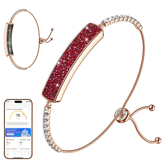 Smart Bracelet for Women, Activity FitnessTrackers Bracelet,Sleep Tracker Smart Band,Red Jewelry Health Bracelets with 24/7Heart Rate Monitor,HRV,Blood Oxygen,Stress,Women's Health Tracking,Free APP
