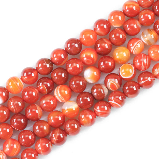 6mm Natural Gemstone Round Red Stripe Agate Loose Beads for Jewelry Making Bracelets Necklace Earrings Art Craft (60-62pcs/strand)