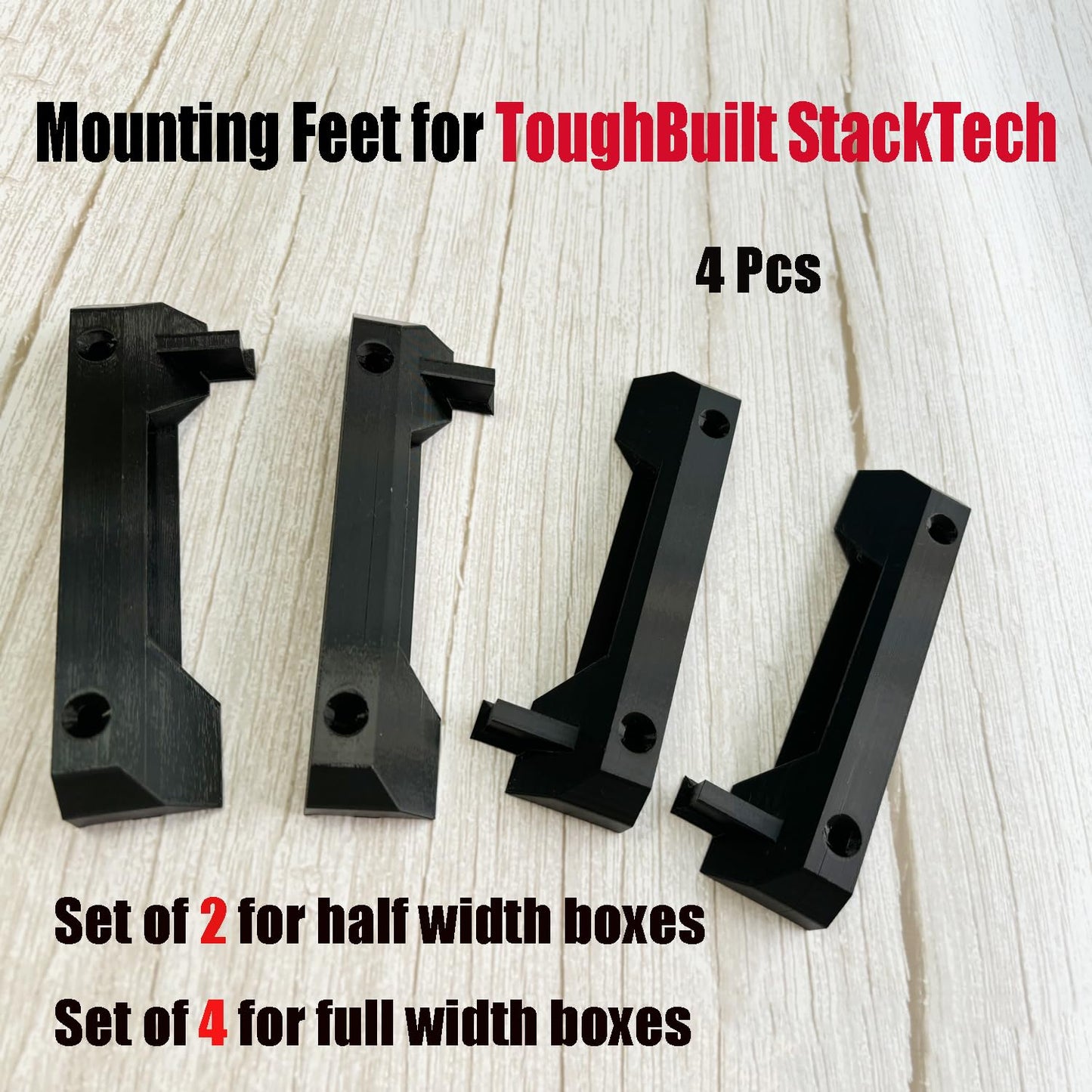 JILINWEI 8Pcs Mounting Feet for ToughBuilt StackTech,Mounting Plate Brackets Cleats Compatible with ToughBuilt StackTech,Black