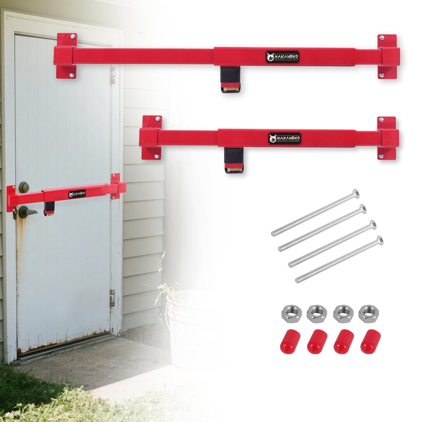 Door Security Bar-by NAKANEKO The Entire Width of Your Outward Opening Front Door-Safe Jobsite Office bar. 2500 pounds of Resistance Fits Doors 33"-40" Wide.(Combination Lock)