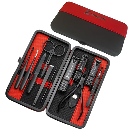 Xsomacis Nail Clippers Set Fingernail and Toenail Clipper Cutters, Manicure Pedicure Kit 11pcs Grooming Kits, Nail Care Tools with Portable Travel Case Present for Man Woman Husband Boyfriend Parent