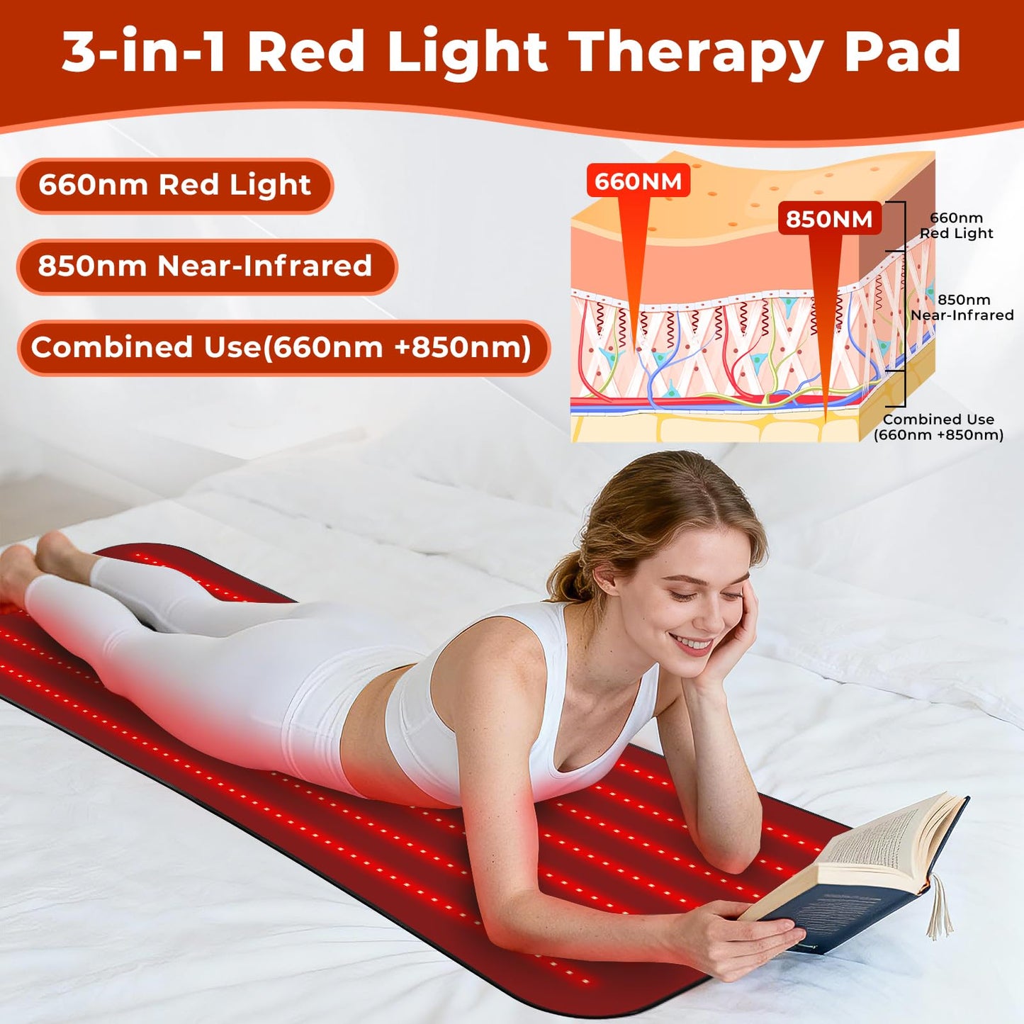 Professional Grade Red Light Therapy Mat, 60"x24" Large Red Light Pad for Body, 660nm & 850nm Red Light Portable Home Therapy Device for Men Women Elderly, Gifts for Lover Friends Family