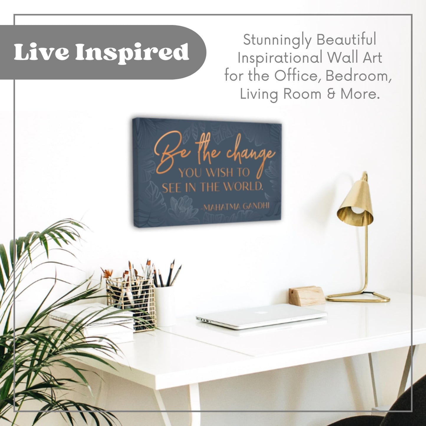 HoneyKICK Inspirational Quotes Wall Art Framed Canvas – Motivational Wall Decor for Office & Bedroom, Typography Quote, Modern Home, Office Decor for Women, Positive Black (10 x 16.5 Inch)