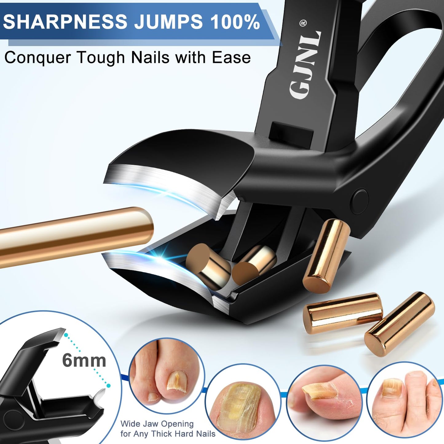 Toenail Clippers for Seniors Thick Toenails, Angled Head Large Toe Nail Clippers for Men, Ultra Wide Jaw Opening Nail Clippers Set, Sharp Heavy Duty Precision Stainless Steel Nail Cutte