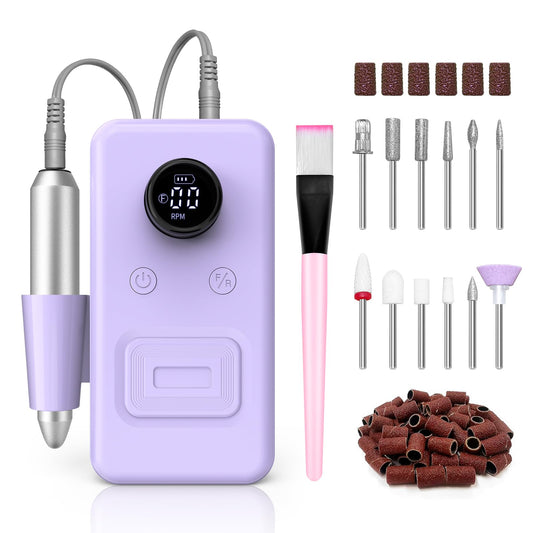 COPPA Portable Nail Drill, NDK106 Electric Nail Drill Professional Kit with 12 Bits 31 Sanding Bands, 45000RPM Rechargeable Nail Drills Machine for Acrylic Nails Gel Polishing Removing, Home & Salon