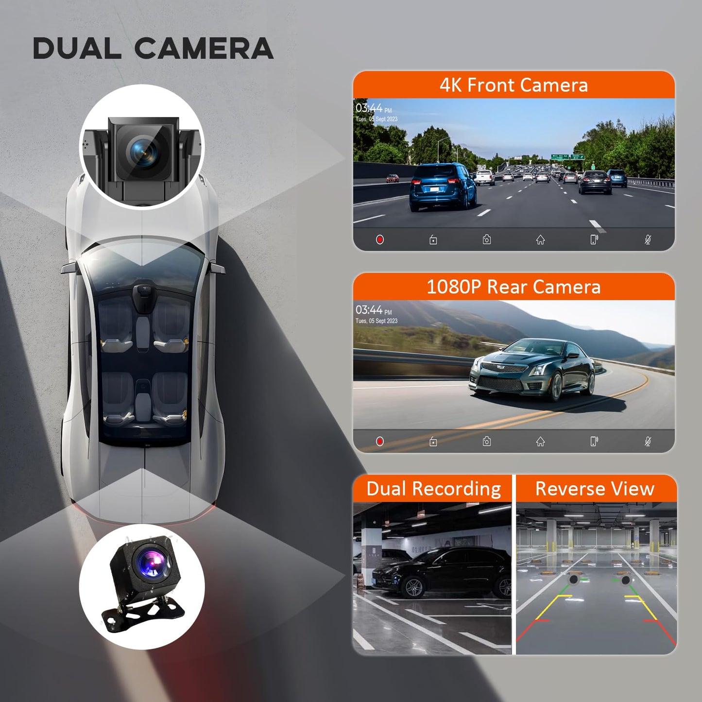 Largest 11.5" Portable Carplay Screen for Car, 4K Wireless Car Play & Android Auto, Upgrade Touchscreen with Dash Cam, App Control/Loop Recording/Backup Camera/Mirror Link/GPS/FM for All Vehicles