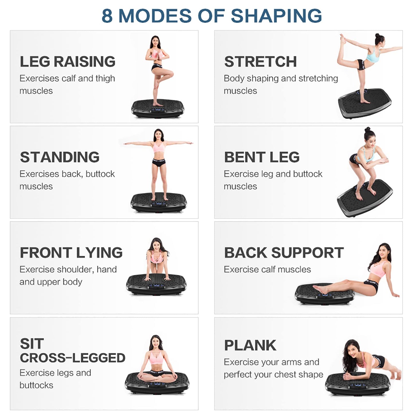 NIMTO Vibration Plate Exercise Machine Whole Body Workout Vibration Fitness Platform for Home Fitness & Weight Loss + BT + Remote, 99 Levels (Black)