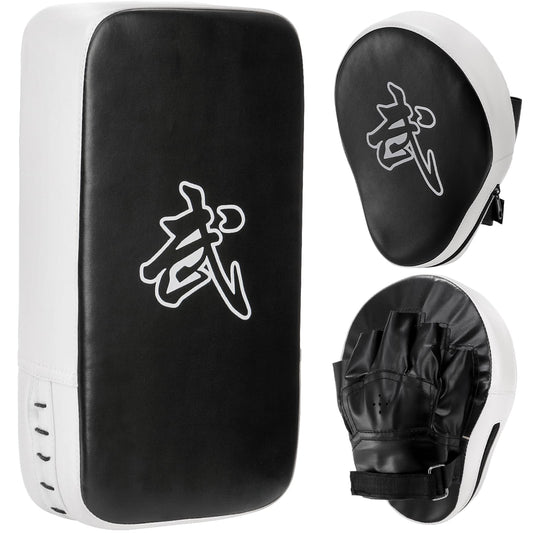 WUWEOT 2-in-1 Punching Mitts Kick Pack Set, Boxing Mitts Focus Pads and Taewondo Kick Pad, Adjustable Soft Shield Durable Training Pads Set for Boxing, Kickboxing, Karate, Muay Thai, MMA Training