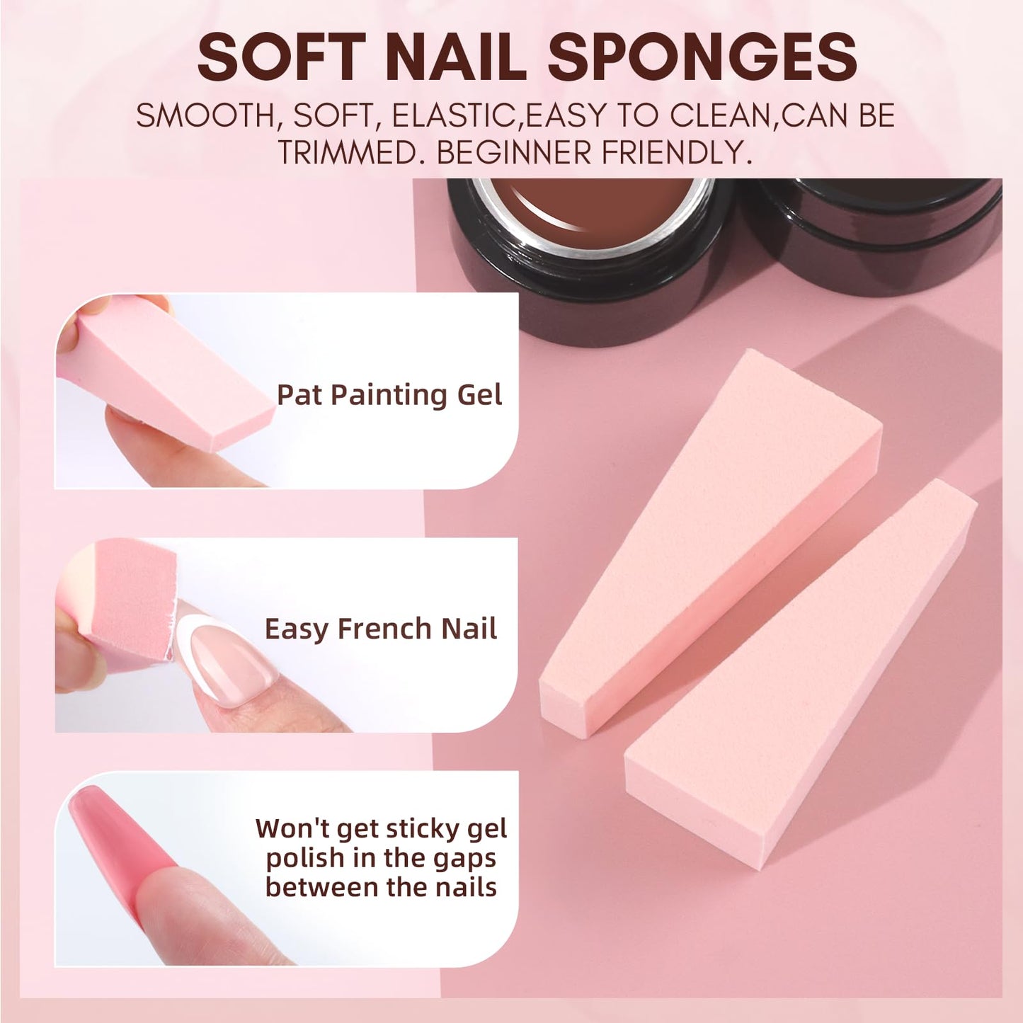 Makartt Ombre Gel Nail Polish Kit: 6 Colors Gradient Blush Effect, Upgrade Pat Painting Gel with Nail Sponge & Drawing Brush for Ombre Winter Manicure White Pink Brown Nude