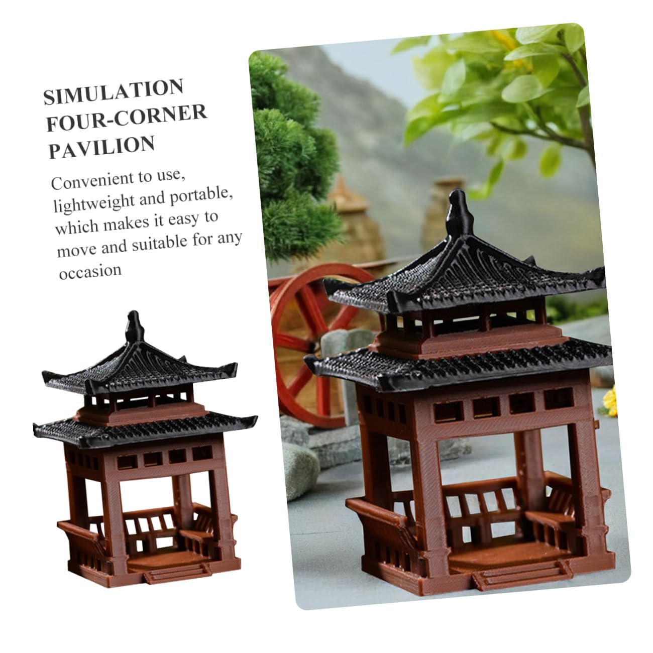 SUPVOX Mini Pavilion Statue for Garden Decor - Tiny Simulated Chinese Pavilion Model 2 Inch Decorative Pagoda Ornament for Bonsai Terrarium Aquariums and Home Desktop