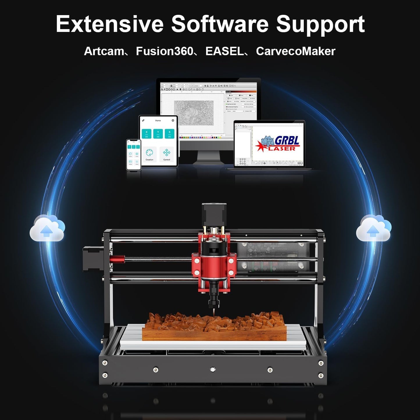 Twotrees TTC3018 Pro CNC Router Machine,Desktop CNC Engraving Machine Upgraded 3-Axis Engraving All-Metal Milling Machine for Wood Acrylic MDF Nylon,300mmX180mmX40mm Working Area