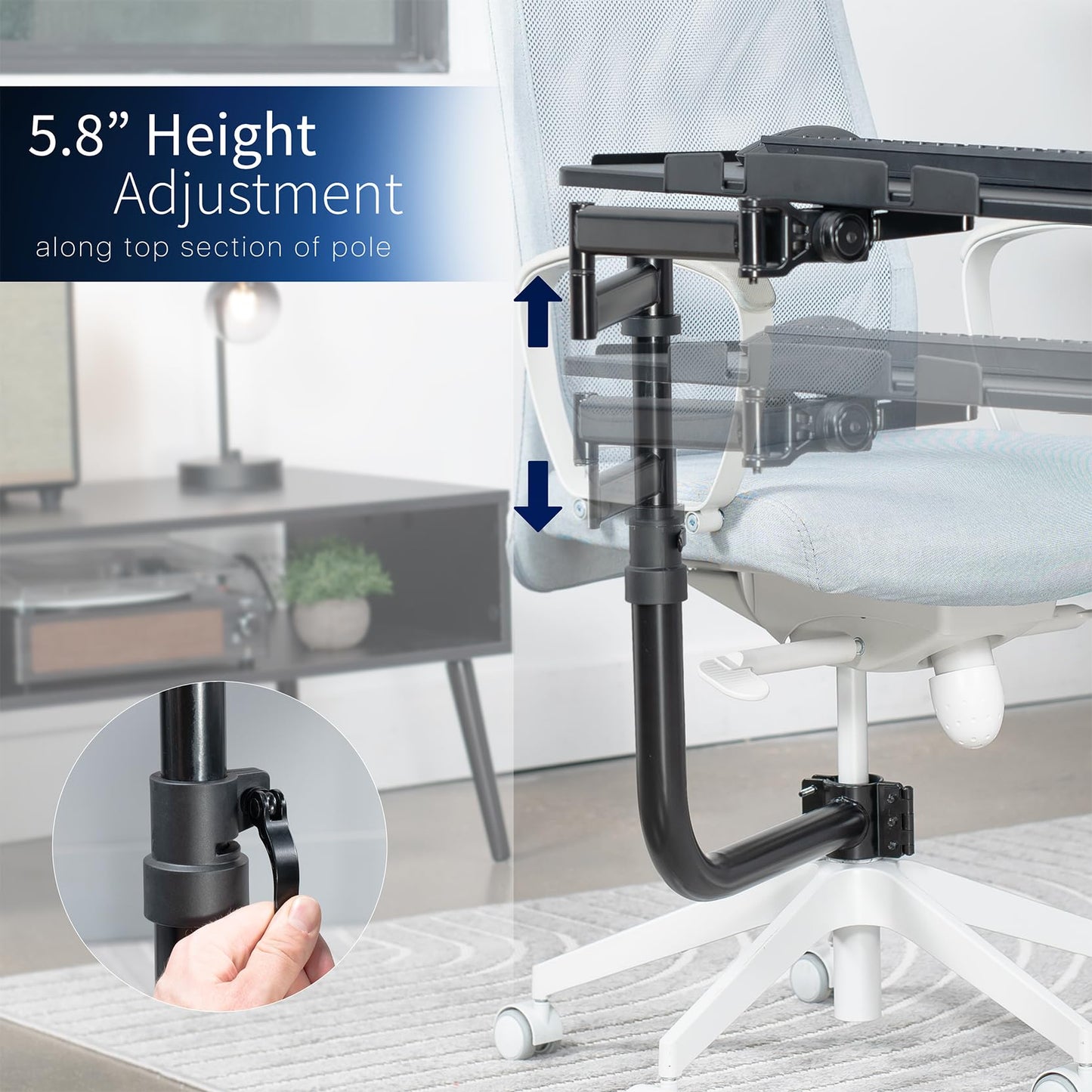 VIVO Office Chair Mounted 26 x 12 Inch Keyboard and Mouse Tray, Ergonomic Tilt, Full Motion 360 Degree Rotation, Black, MOUNT-KB18CP