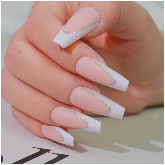 GALSPRO Long Press on Nails - Set of 24 Fake Nails with Designs in 12 Different Sizes for Perfect Fit, Cute False Nails Kit for Women with 0.07oz Nail Glue, A Double Sided Nail File & Cuticle Stick