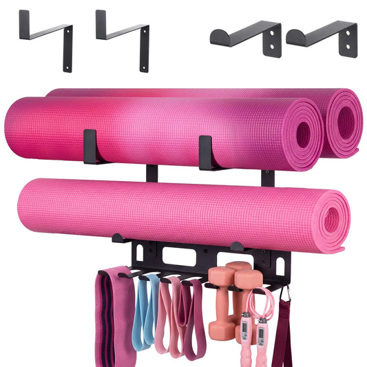 Novabright Gym Storage Rack Resistance Band Rack Multi Purpose Wall Mount for Home 8 Hook Wall Hanger Display with 4 Adjustable Hooks for Gym Equipment, Exercise Bands, Lifting Belts and Jump Ropes