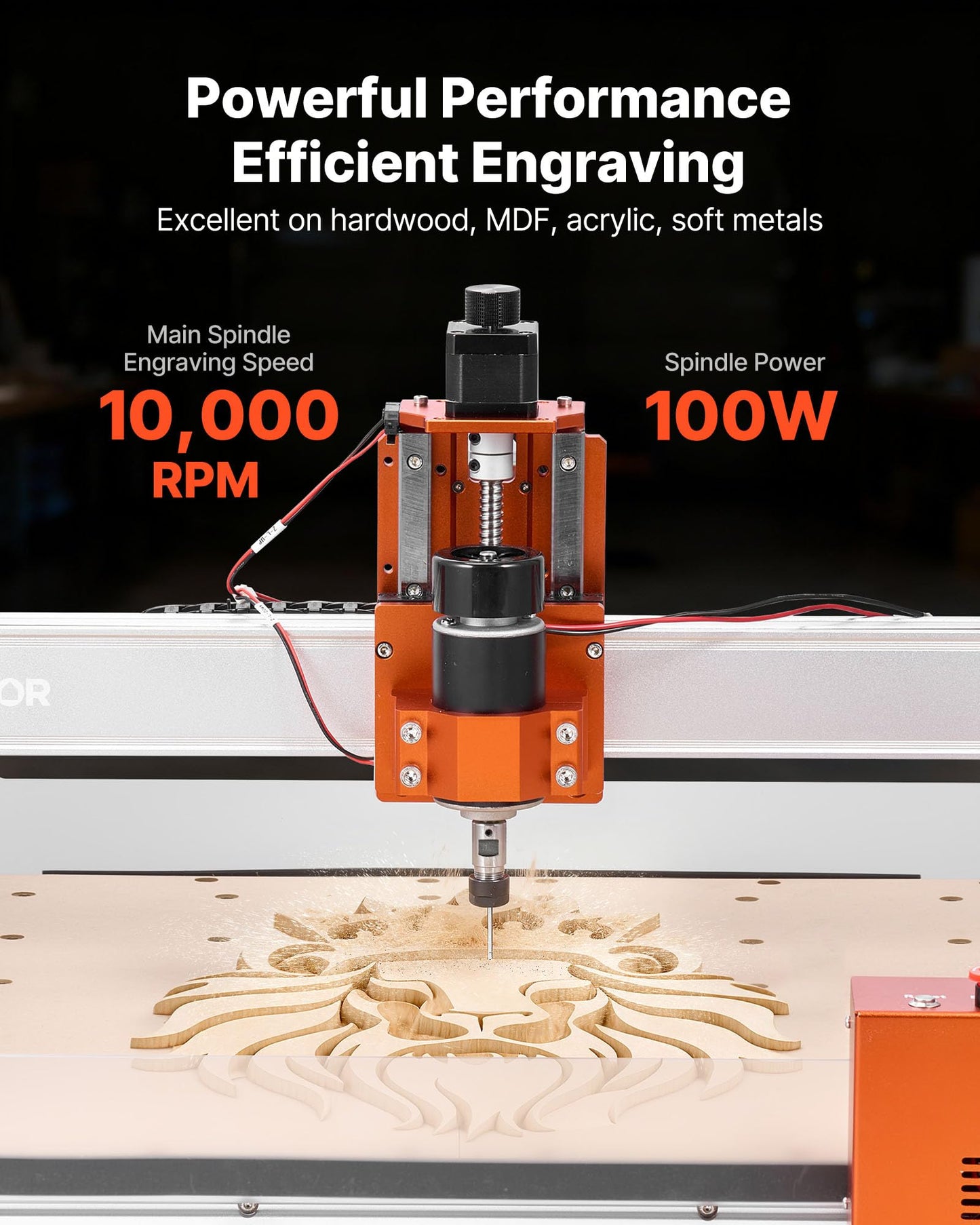 VEVOR CNC Router Machine, 100W Spindle, 3-Axis Wood Engraving Milling Machine, with 15.75 x 15.75 x 3.74 in Working Area, Linear Rail, Aluminum Alloy Structure, for Wood Acrylic Carving Cutting
