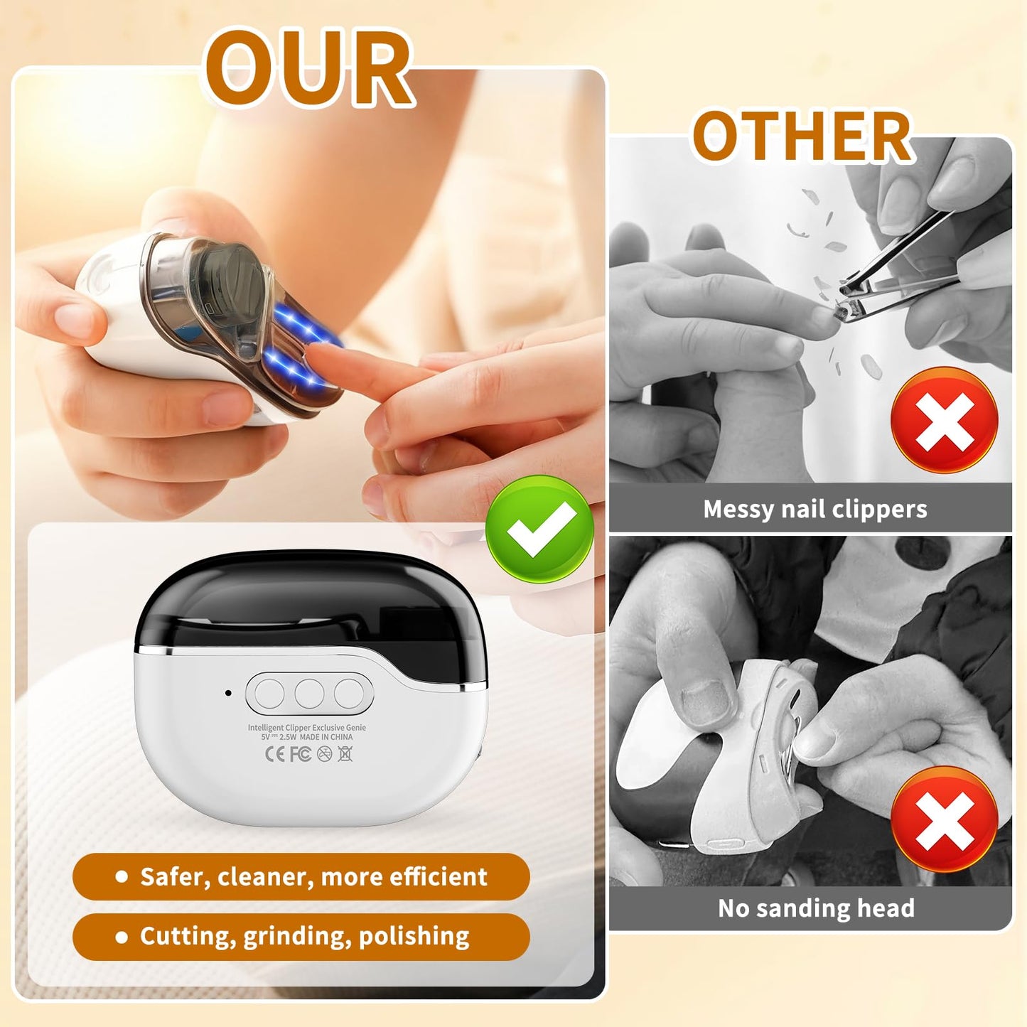 2026 New Electric Nail Clipper for Fingernails & Toenails, 4-in-1 Rechargeable 3-Speed Electric Nail File & Polisher with LED Light, Nail Lamp & Storage, Ideal for Seniors/Adults/Kids for Thick Nails