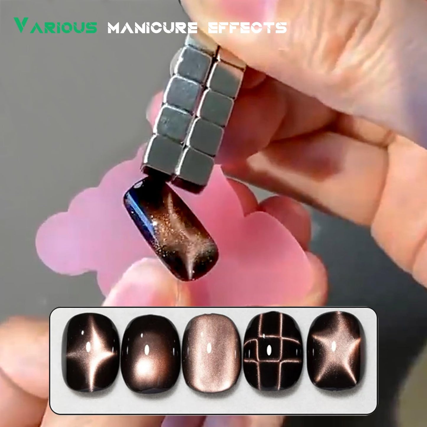 XEAOHESY 27 Pieces Cat Eye Magnet for Nails Cube Nail Magnet Square Nail Art Magnet with Grid Effect Powerful Manicure Magnetic Tool for Cat Eye Gel Nail Polish（0.2 * 0.2 * 0.2inch）