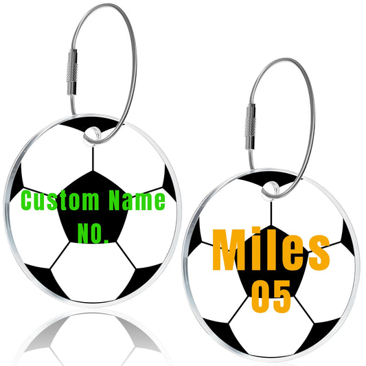 16-100Pcs Personalized Soccer Bag Tag,Custom Acrylic Luggage Tag with Name &Number for Backpack,Travel Bag Suitcase,Sports Team Gift,Birthday & Reunion Keepsake,with Metal Ring (Soccer)