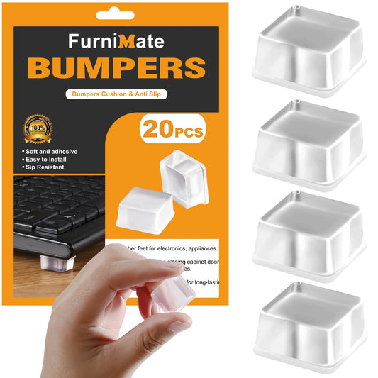 Rubber Feet for Cutting Board, 20PCS Rubber Bumpers Self Adhesive, Clear Rubber Bumper Pads, Square Adhesive Bumper Pads for Speakers, Laptop, Appliances 0.78" x 0.38"