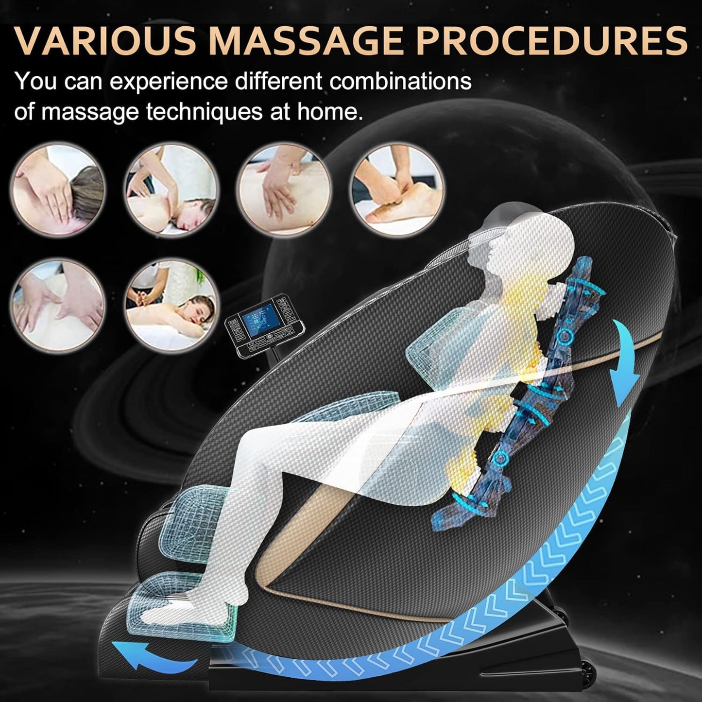 BILITOK Massage Chair Recliner with Zero Gravity with Full Body Air Pressure, Speaker and Blue-Tooth Connection, Easy to Use at Home and in The Office