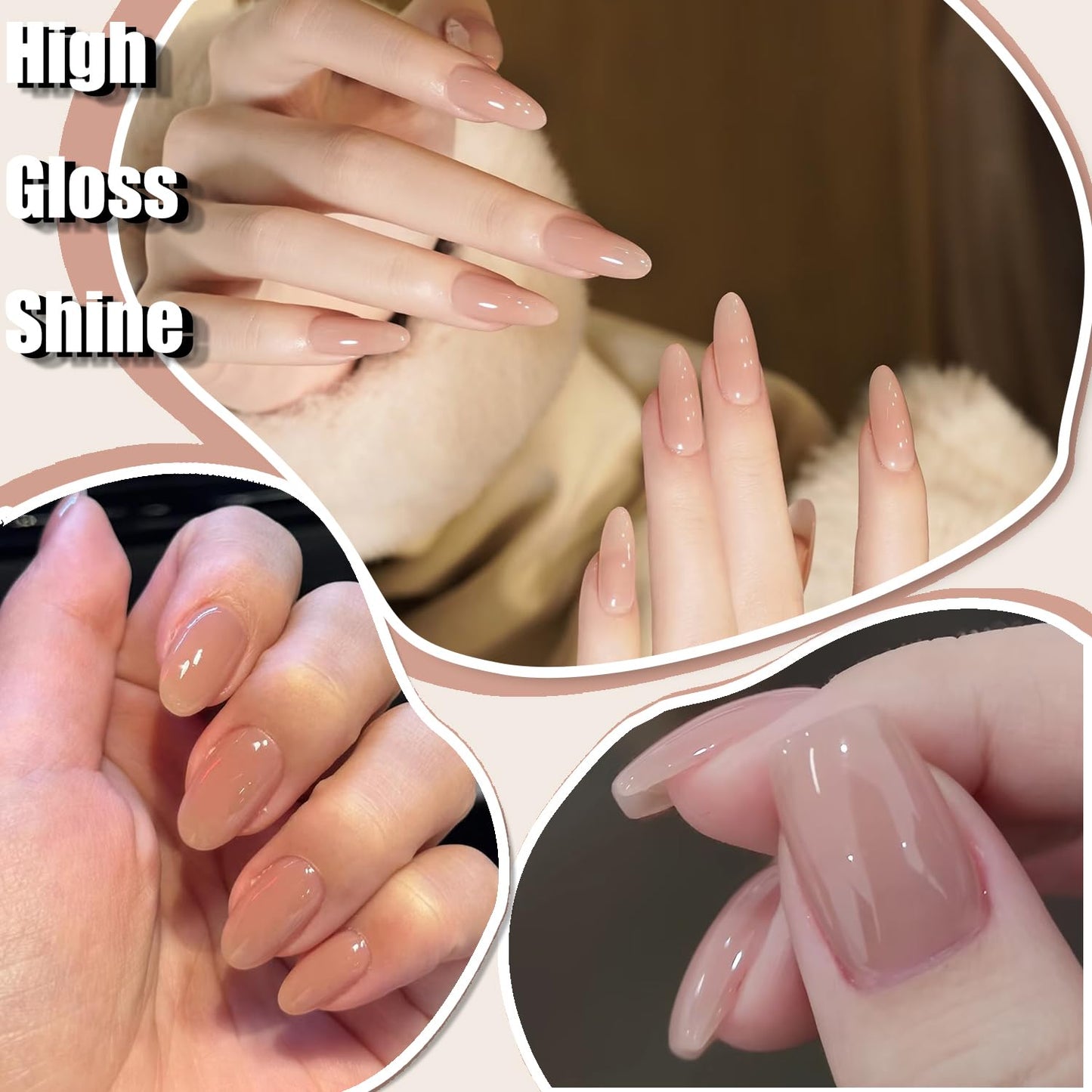 AHAMIOU Gel Nail Polish Nude Gel Polish Kit Sheer Milky White Icy Jelly Translucent Gel Polish Set Color Neutral Soak Off Art Home DIY Manicure Salon Varnish (6Colors set, 6PCS)