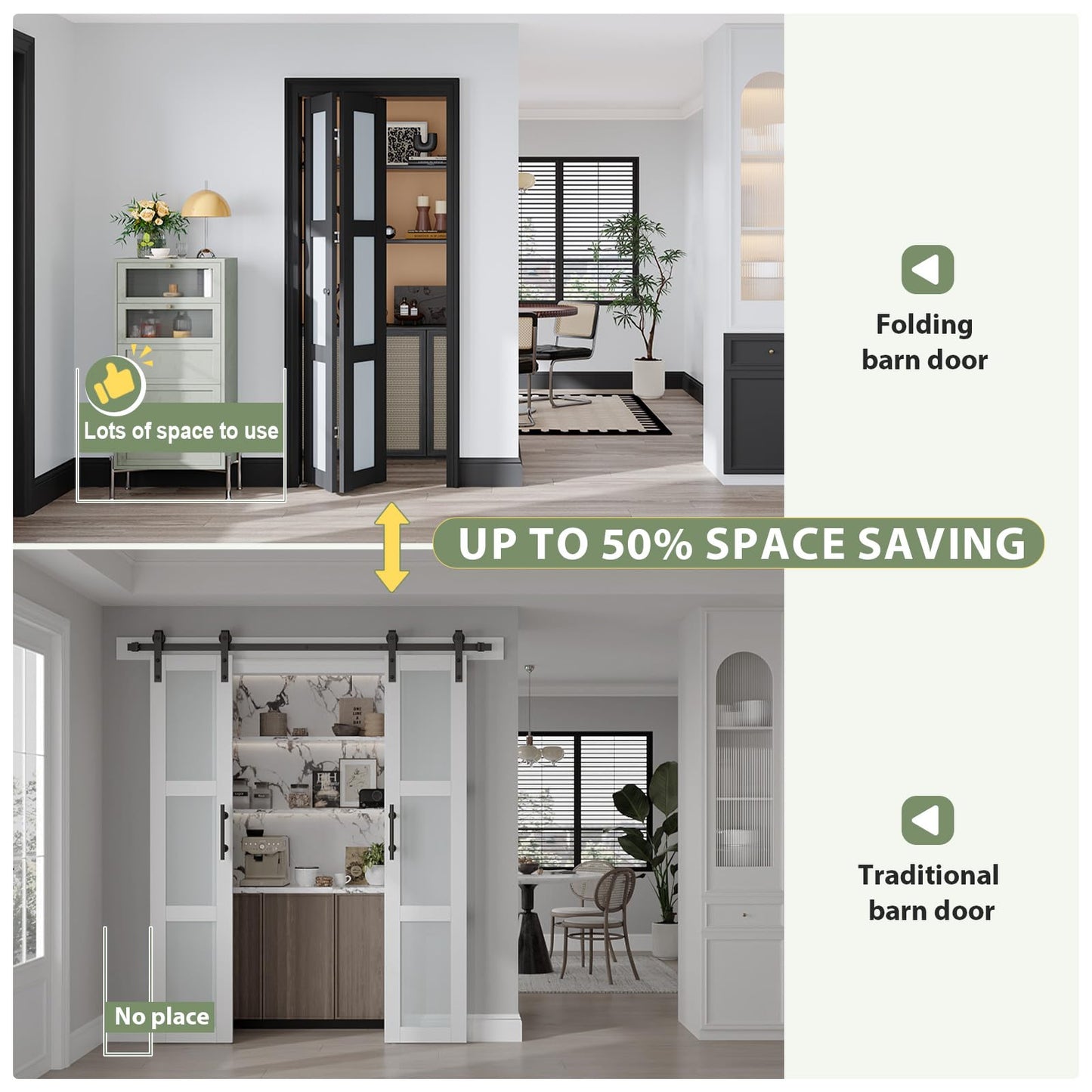 Easelife Bifold Closet Doors,Folding Door for 30" x 80" Opening,3-Lite Tempered Frosted Glass,Black Interior Bi-fold Barn Door with Concealed Sliding Hardware Kit,MDF Panel for Pantry and Laundry