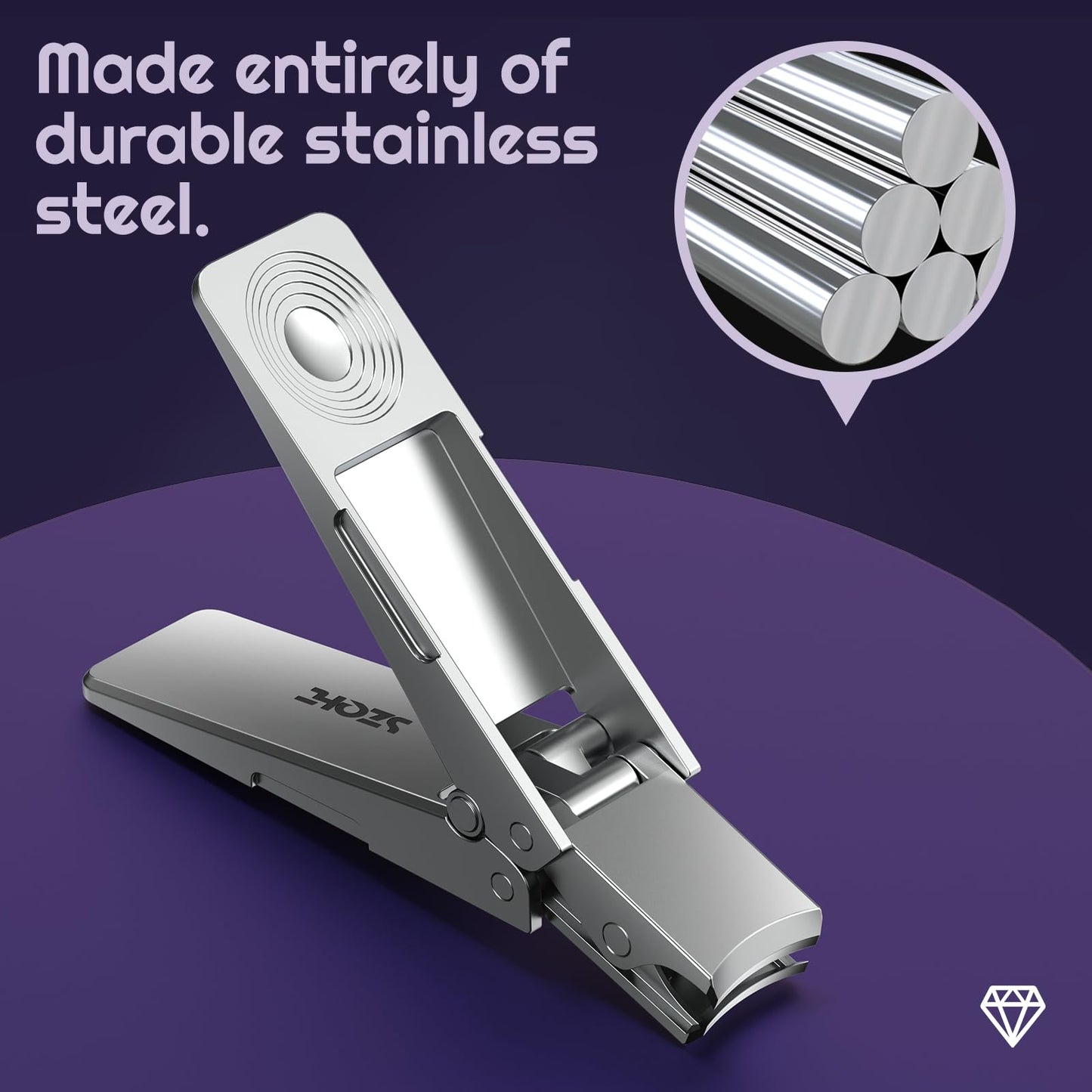 Toenail Clippers, SZQHT Foldable Nail Clippers for Thick Nails, Men, Women & Seniors – Heavy-Duty Stainless Steel German Design with Nail File,Toe Nail Clippers