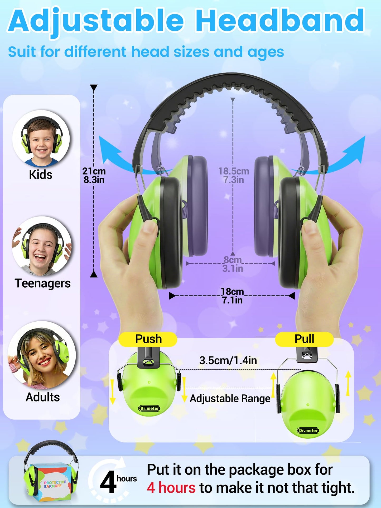 Dr.meter Ear Muffs for Noise Reduction: 27.4SNR Noise Cancelling Headphones for Kids Adults, EM100 Adjustable Hearing Protection Earmuffs for Monster Jam, Autism Sensory, Concerts, Fireworks