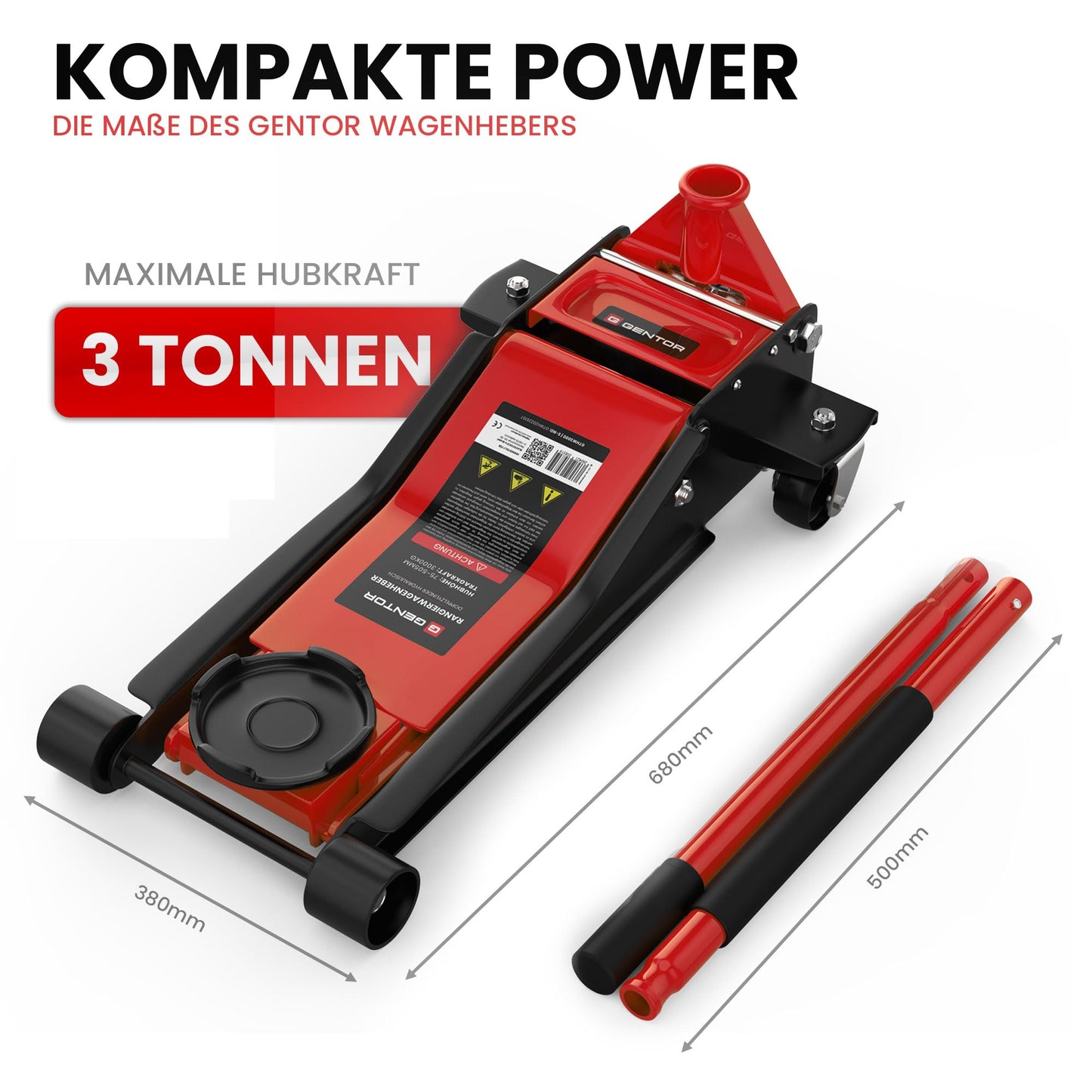 Car Jack 3-ton for car Low Profile Hydraulic Floor-Jack with 2X Rubber Pads for Heavy-Duty Lifting SUV Car