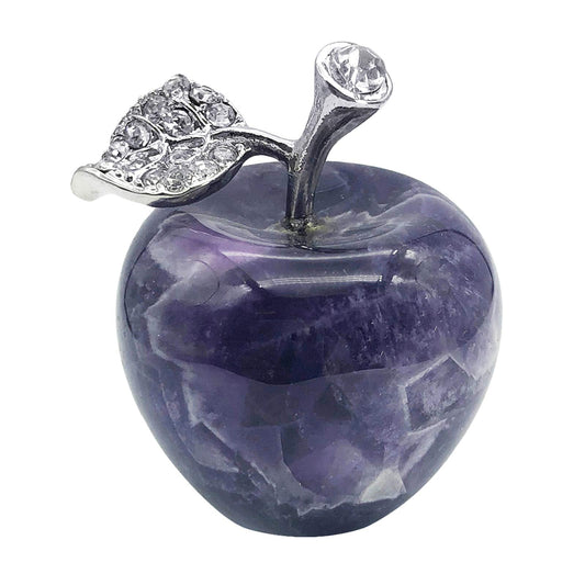 Fekuar Neyisaa Amethyst Crystal Apple Decor, Healing Crystals Pocket Stone Fruit Figurine Craft Home Decoration 30mm