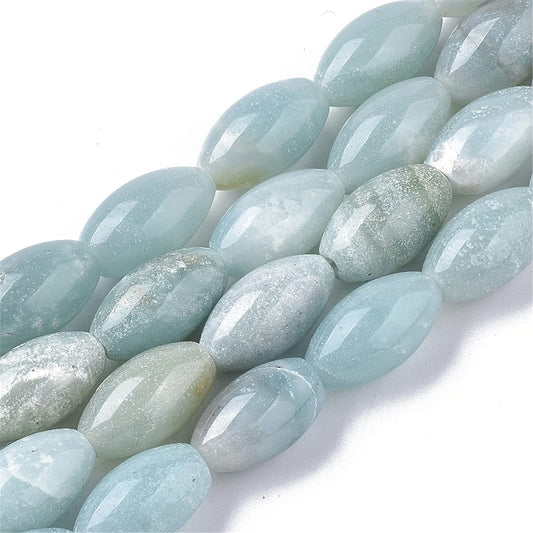 Fashewelry 26pcs Natural Amazonite Stone Beads Barrel Oval Healing Crystal Loose Gemstone Beads 14x8mm for Jewelry Necklace Bracelet Earring Craft, 15.35 Inch