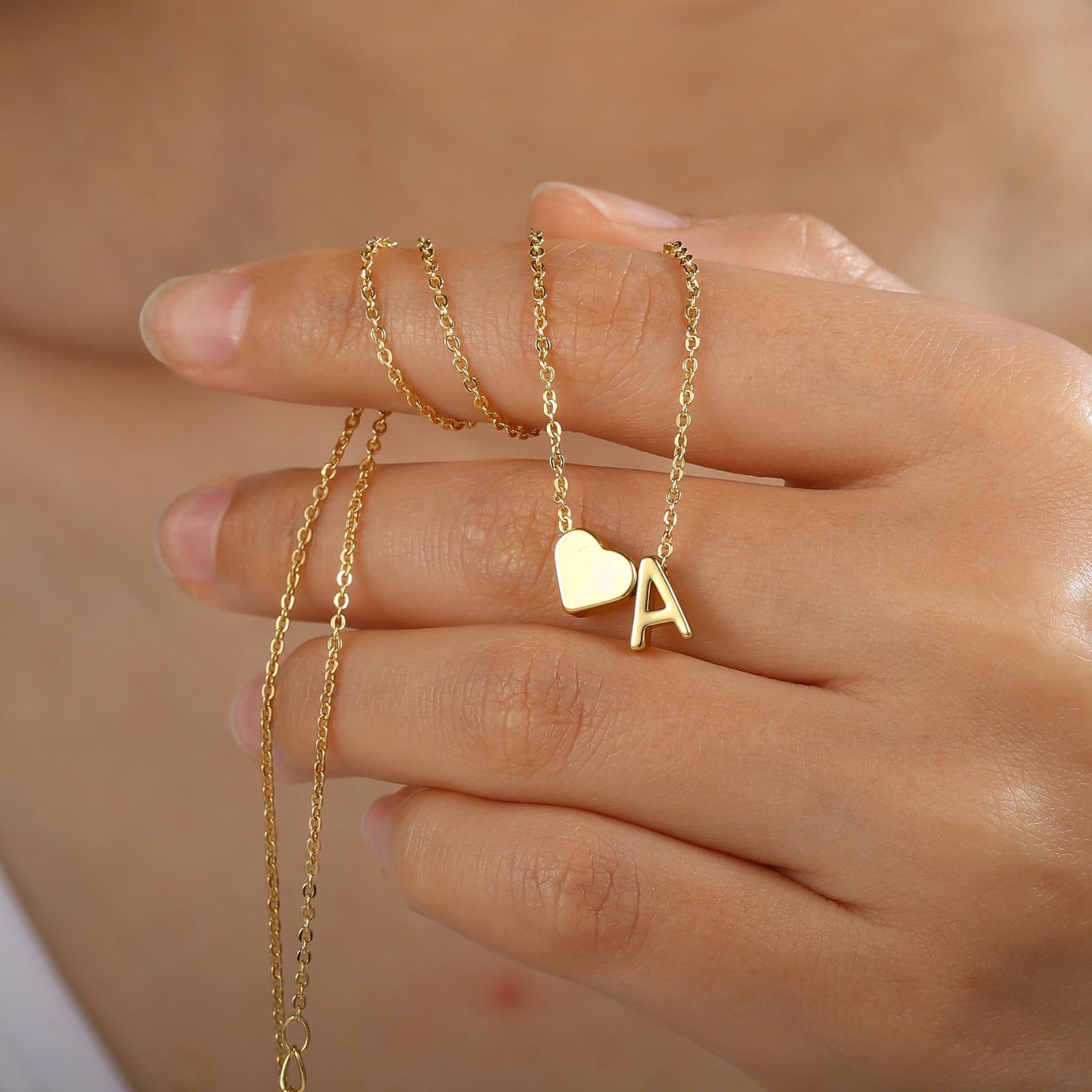 Turandoss Heart Initial Necklaces for Women Trendy, 18K-Gold-Plated Dainty H Heart Tiny Initial Necklaces Letter Jewelry for Women