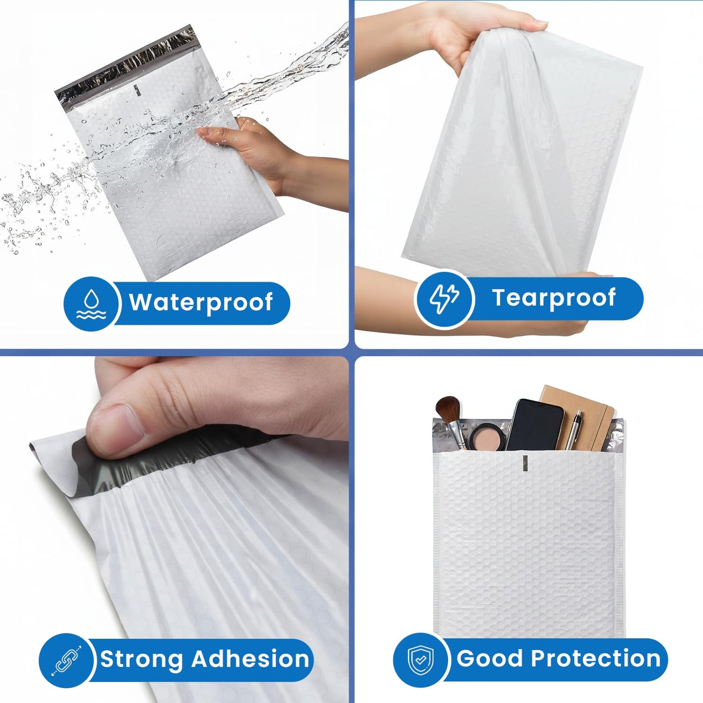 SMART MATTER Poly Bubble Mailer 9.5x14" (Usable Size) | 25 Pcs White Bubble Mailers | Opaque Design, Water Resistant, Self Seal, Durable Bubble Packaging Envelopes for Small Business, Online Sellers