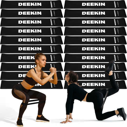 Deekin 20 Pcs Resistance Bands Resistance Loop Exercise Bands Exercise Equipment Elastic Drap Ring for Women and Men Home Fitness, Gym, Yoga(40-50 Lbs,Black)