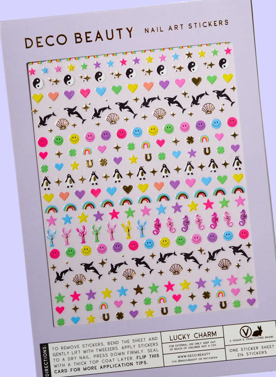 Deco Beauty Lucky Charm - Super Thin & Easy-to-Apply Nail Art with The Cutest Designs - Durable & Long-Lasting Nail Art Stickers and Decals for Women, for DIY at-Home Manicures & Salon-Quality Nails