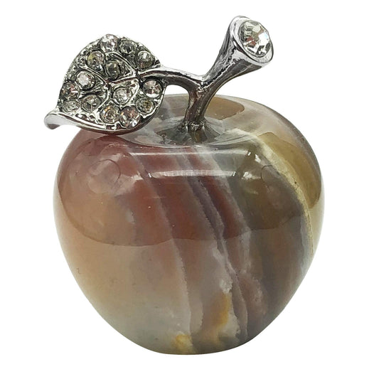 Fekuar Neyisaa Ocean Agate Apple Decor, Healing Crystals Pocket Stone Fruit Figurine Craft Home Decoration 30mm