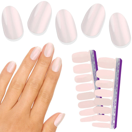 Color Street Glazed Over Nail Strips - Shimmery White with Pink Flash - Shimmer Finish - 16 Double-Ended Nail Strips - Easy Application, No Drying Time Long-Lasting Manicure - Ideal for Any Occasion.